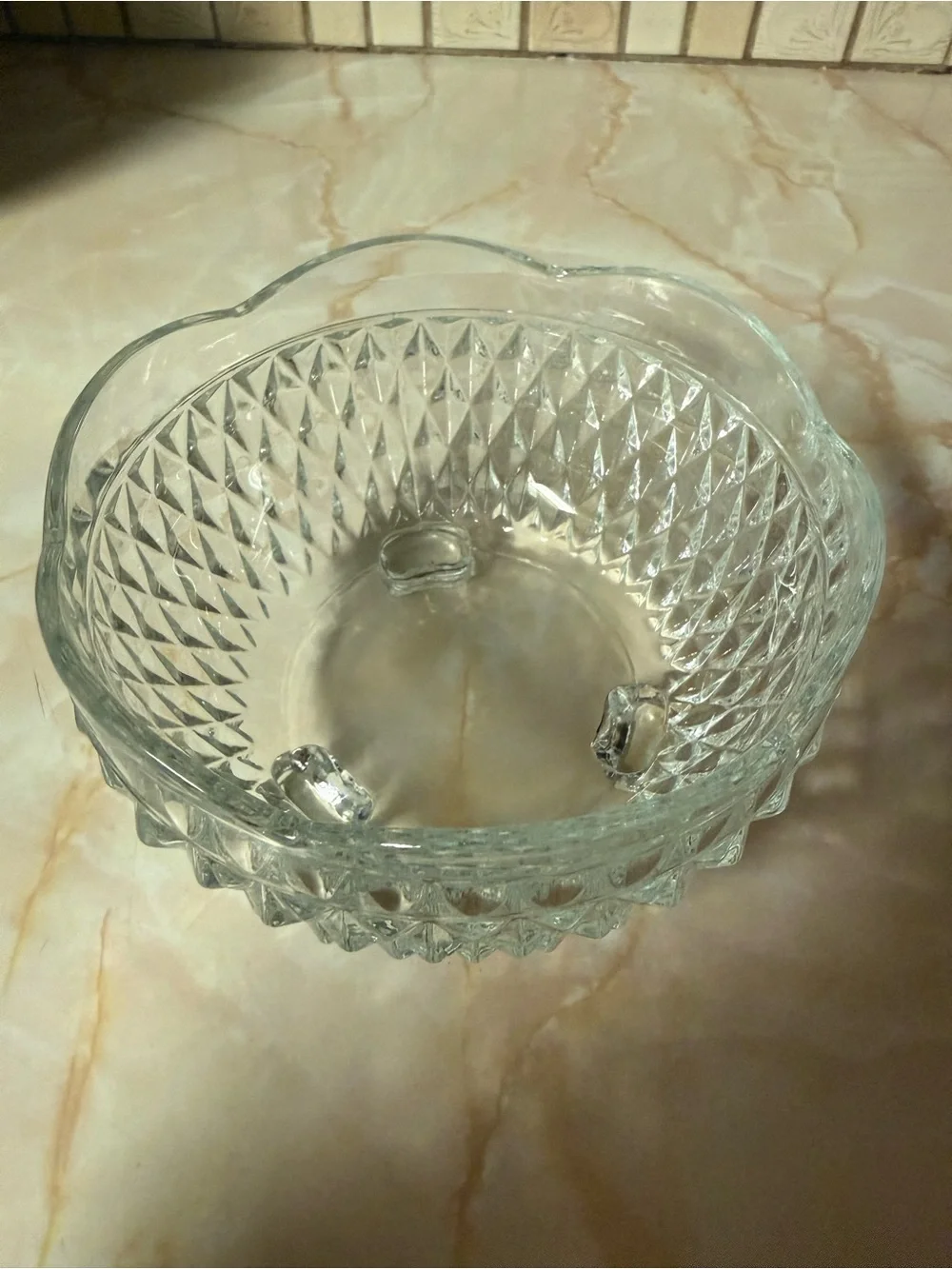 Indiana Glass Clear Diamond-Cut Footed Vanity Tray